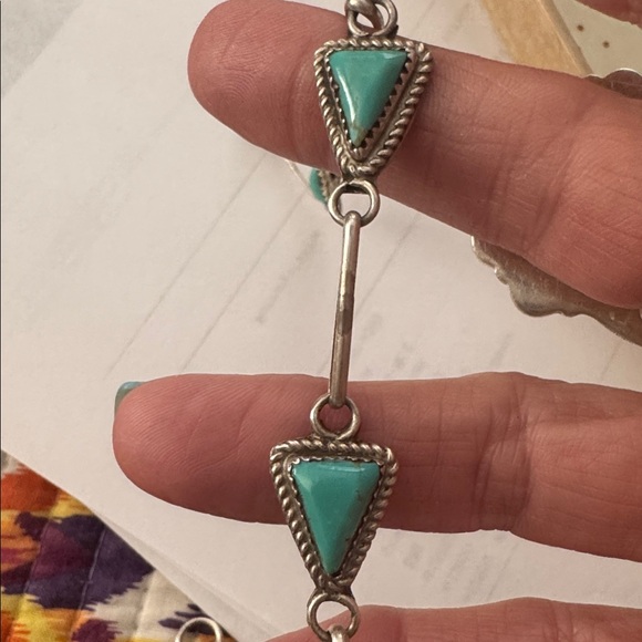 Turquoise and Sterling Choker 15”